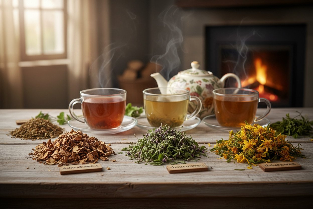 Ashwagandha, tulsi i dziurawiec — mieszanki na stres chroniczny